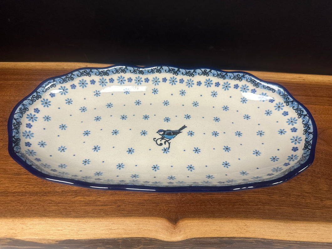 Platter, Oval Scalloped Edge - Bluebird