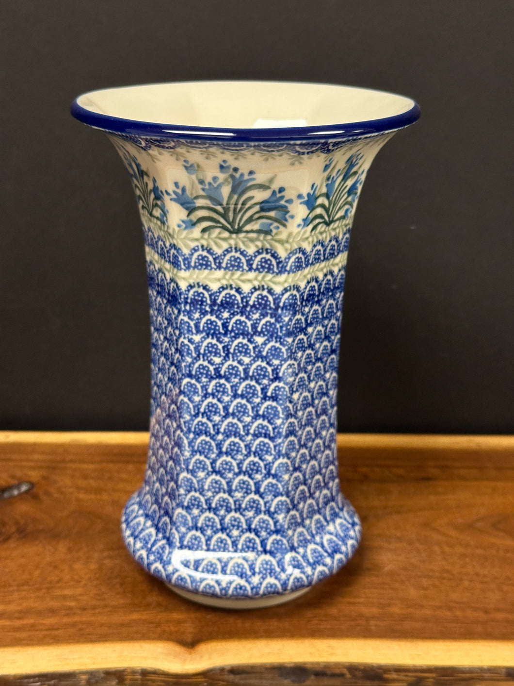 Vase, 9.5” Fluted - Blue Bell