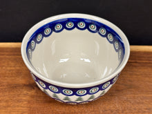 Load image into Gallery viewer, Bowl, Pre-owned 6.25&quot; x 3.5&quot; Deep Dough Bowl - Evergreen Trees &amp; Peacock Dots
