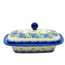 Load image into Gallery viewer, Butter Dish, Euro Wide - Galia Blue Chrysanthemum
